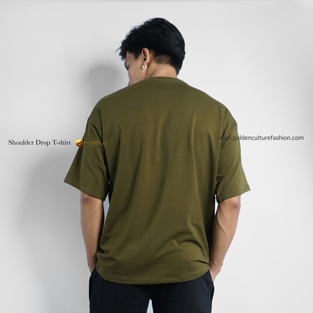 Golden Culture Oversized Premium Loop Cotton Boy T-shirt (Army Green)